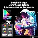 27 Inch White Gaming Monitor 300Hz/320Hz, QHD 1440P Fast IPS Computer Monitor with Adaptive FreeSync, HDR400, Height/Pivot/Swivel/Tilt Adjustable, DP&HDMI, H27E6 - Image 4