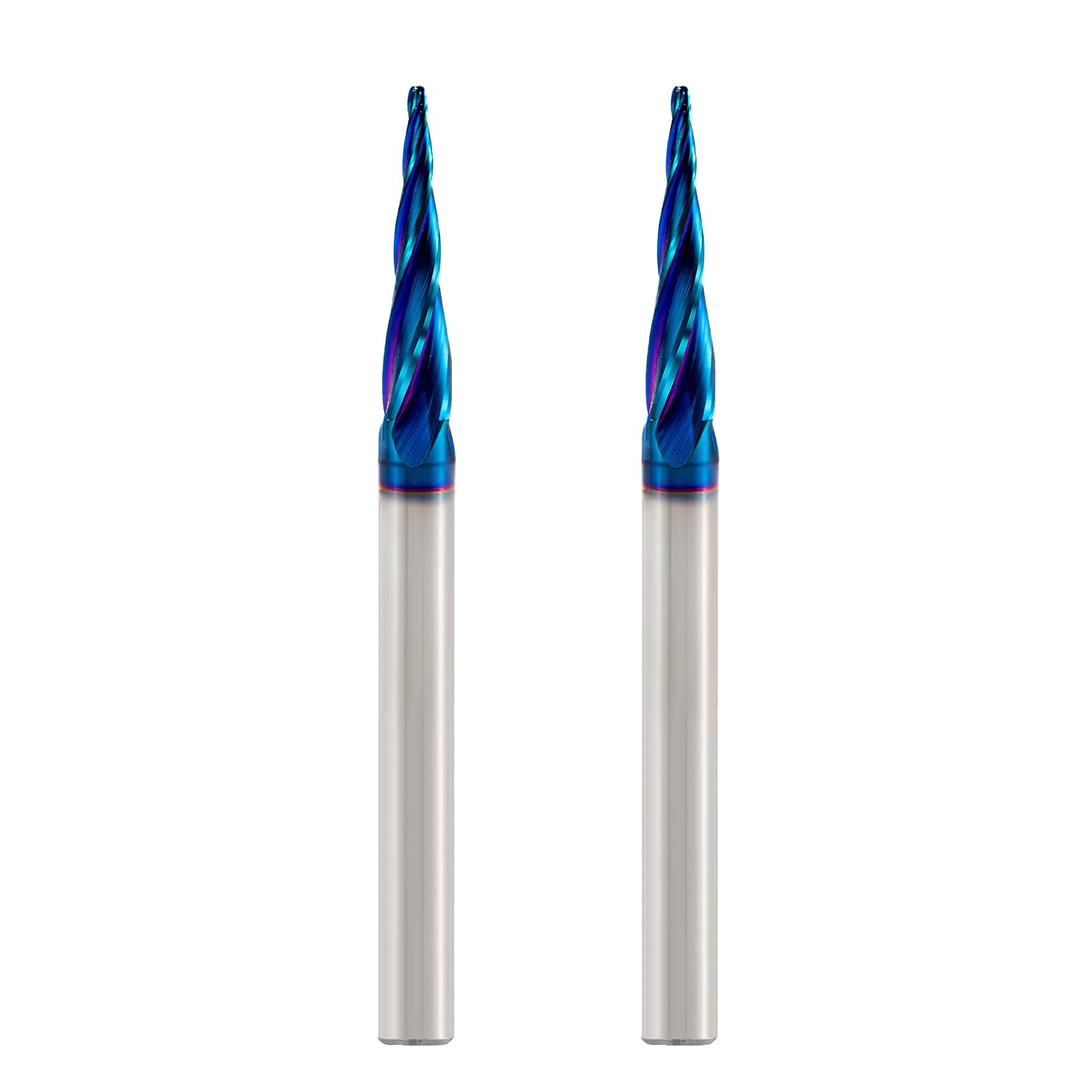 2 PCS CNC Router Bits 1/4 Shank Spiral Ball Nose 2D & 3D Carving Bits 5.4 Deg Tapered Angle Ball Tip R0.8 1/4