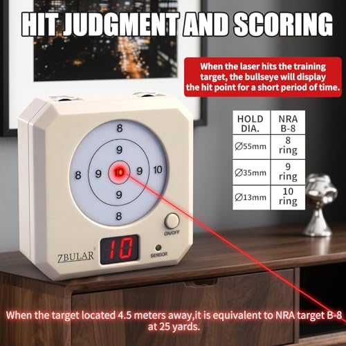 Image of ZBULAR 3rd Dry Fire Training System,Portable Glass Fiber Digital Laser Target Compatible with Laser Strike System Most of Training Cartridges 9mm /22lr for Practive Type-C Charging, LED Display
