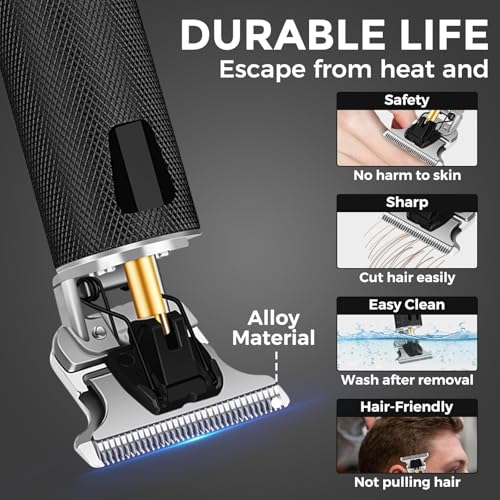 Image of Professional Hair Trimmer for Men, Beard Trimmer Hair Clippers for Men, Cordless Rechargeable Hair Trimmer Metal Body Cutting Grooming Kit,Beard Shaver Barbershop (Black with LCD)