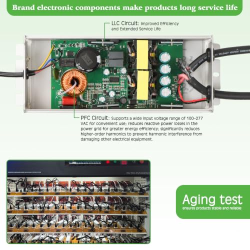 Image of LED Driver 600 Watts(300W X2) 24V DC Transformer,Waterproof IP67 Power Supply, Adapter with 3-Prong Plug 4.9 Feet Cable for Any DC led Lights, Computer Project, Outdoor Light