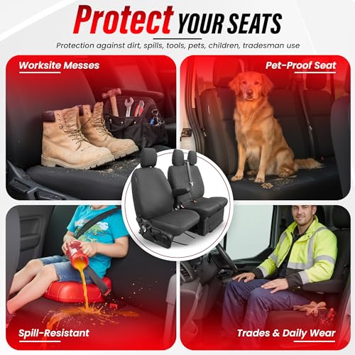 Seat Covers for Renault Trafic (2014 Onwards) | Vauxhall VIvaro 2014-2019 | Fiat Talento | Nissan NV300 | Nissan Primastar | Tailored Waterproof Heavy Duty Seat Cover [MUST HAVE FOLDING MIDDLE SEAT] - Image 7