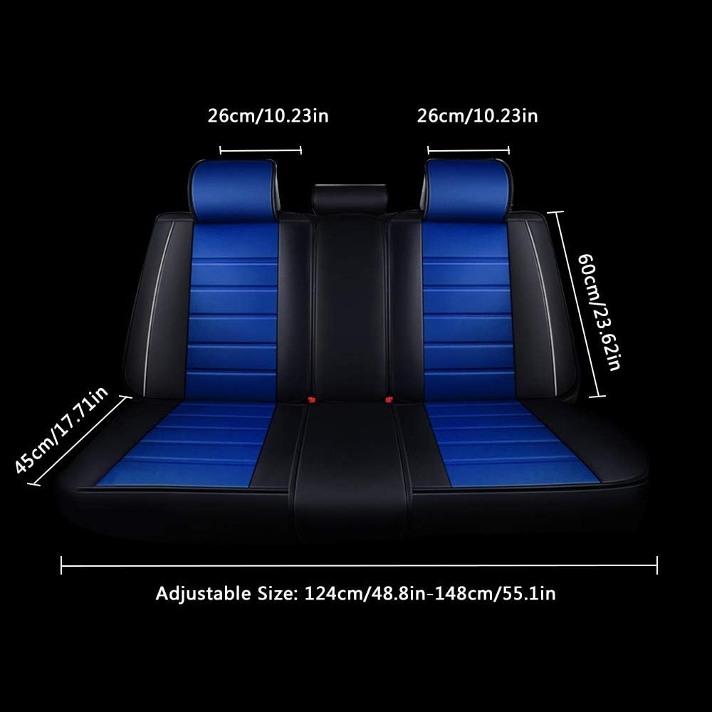 otoez Leather Car Seat Covers Full Set 5 Seats Faux Leatherette Automotive Seat Covers Universal Fit for Most Sedan SUV Truck Waterproof Vehicle Cushion Cover Protector (No Pillows, Blue)