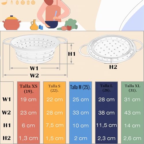 Miniatura 6 de Rhafayre Colador Pasta Plegable De Silicona, Escurridor De Verduras Y Ensalada Con Asas, Cesto Colador Para Fregadero De Cocina, Mediano Gris