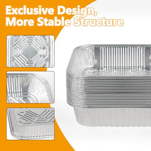Image of 8x8 Thickened Aluminum Foil Pans, 20Pack Disposable Aluminum Pans with Lids for Roasting, Baking, Cooking, Food Prep, Chafing, Steam Table, Oven, Cake, and Party Catering.