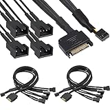 Xiatiaosann SATA - 3 ピン 4 ピン PWM ファン アダプター スプリッター ハブ 12V デスクトップ コンピューター クーラー ケース ファン用編組スリーブ ケーブル (30cm、2 パック)