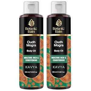 Ayurveda Body Oil with Oudh & Mogra – Organic, Nourishing & Hydrating for Dry, Flaky Skin – Fast Absorbing, Non-Greasy, Ayurvedic for Men & Women – 3.38 fl oz (Pack of 2)