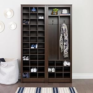Prepac white tall storage cabinet shoe cabinet entryway furniture with 36 shoe cubbies 13d x 235 w x 725 h  urban country home decor