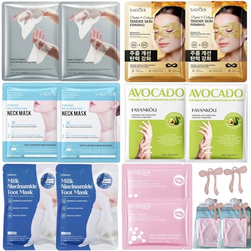 ZPTYCHZ 16 PCS Spa Party Supplies for GirlsSpa Party Favors Include Facial Masks Lip Mask & Under Eye Patches Hand Masks Foot Masks &Cervical Masks for Girls Sleepover Party gifts