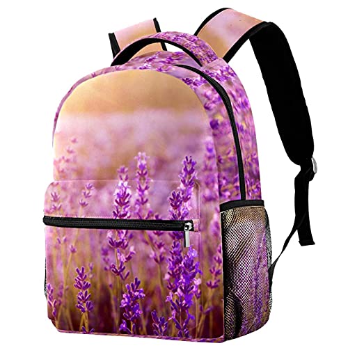 Mochila para portátil ergonómica y bolsas de viaje con estampado de lavanda