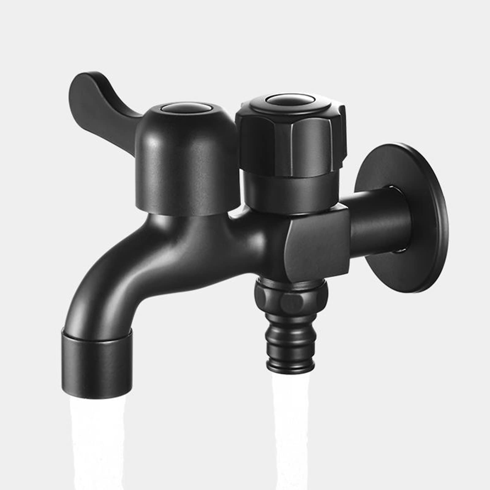 CMBSSTFC Grifo para Lavadora, válvula desviadora Negra de una Entrada y Dos Salidas, grifos de latón Dobles de 1/2 para Exteriores para baño, B(Black B)