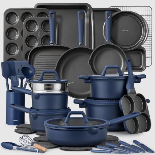 Image of CAROTE 49pcs Pots and Pans Set, Nonstick Cookware Set with Bakeware