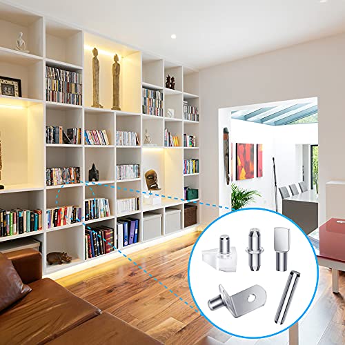 120Pcs Shelf Pegs For Shelves, 5 Styles Shelf Pins Kitchen Cabinet Shelf Pegs, Nickel Plated Shelf Holders Pegs, Bookshelf Pegs For Shelves, Metal Shelf Support Pegs & Pins (5Mm & 6Mm) #TOP5