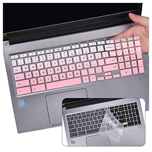 2PCS Keyboard Cover for 15.6" Acer Chromebook 315 CB315 715 CB715 with Numeric Keypad, Acer Chromebook 317 CB317 17.3" Skin Protector, Acer Chromebook 15 Keyboard Cover, Gradual Pink+Clear