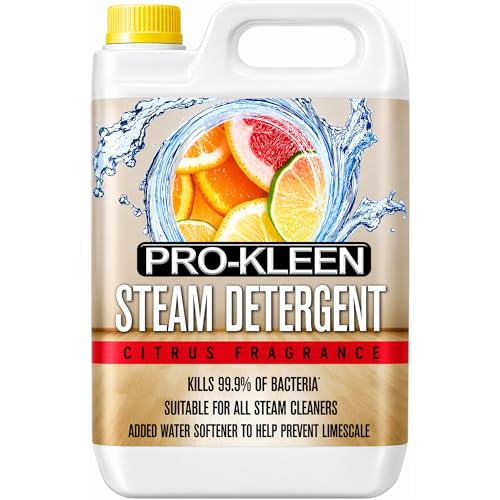 Pro-Kleen Steam Detergent Citrus Fragrance High Concentrate Cleaning Solution with Built in Water Softener-Suitable for All Electric Mop Machines 5L