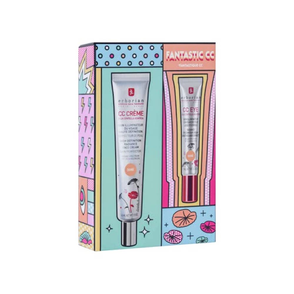 Erborian "Fantastic CC" Beauty gift set - CC Cream 45 ml and CC eye 10 ml, golden/doré shade - Complexion Essentials, Korean Cosmetic Face Care with SPF