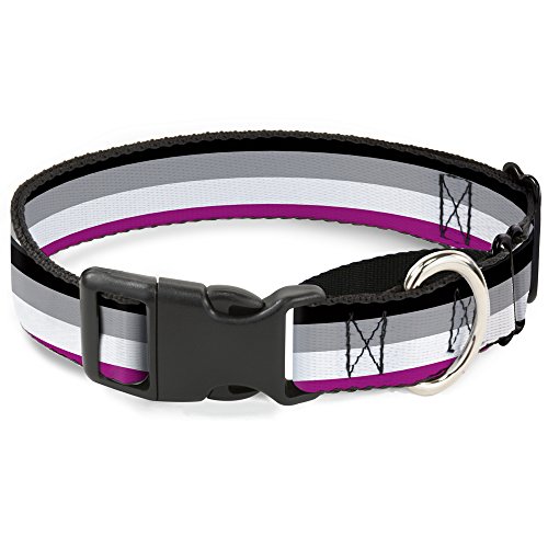 Buckle-Down Flag Asexual Black Gray White Purple Martingale Dog Collar, 1.5 Wide-Fits 18-32 Neck-Large
