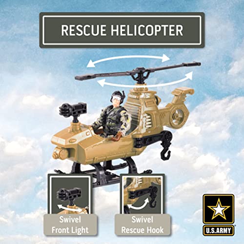 United States Army Rescue Force Soldier Toys & Military Vehicles - Helicopter & Desert Car, Artillery, Gear & Action Figure Playset, 3+ #TOP2