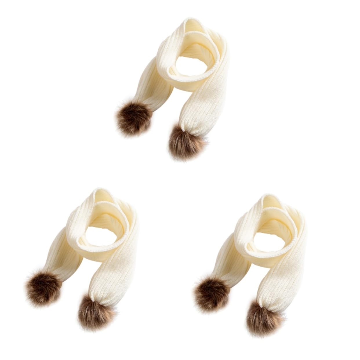 3pezzi Sciarpa Invernale Per Design Palle Calda e Morbida Accessorio Per Ragazzi e Ragazze Inverno Bianco