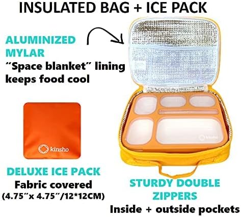 Miniatura 2 de Set de lonchera Bento con bolsa y con bolsa para hielo. Lonchera para la comida de niños o adultos. 6 compartimentos para comida a prueba de fugas,