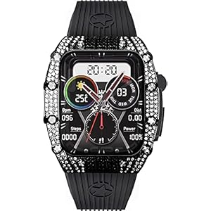 NIBYQ Renewed Premium Diamond Face Cover – Correa de silicona para reloj Apple Watch de 45 mm y 44 mm, correa de repuesto para iWatch Series 8 7 6 5 4 SE