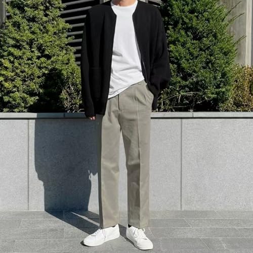 Men's Knit Full Zip Up Casual Sweater Solid Regular Fall Winter Sweaters Loose Fit Cardigan Classic Sweater (Black,Large)4