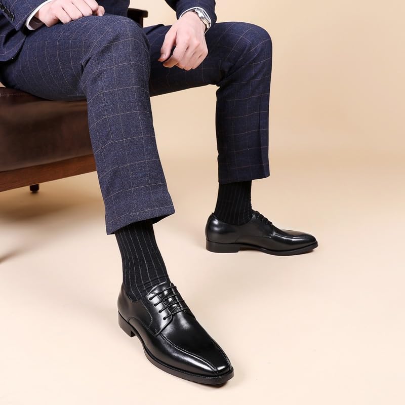 Men's Dress Shoes Genuine Leather Cap Toe Design Working Anti-Slip Slip Resistant Rubber Sole Shoe Classic Lace Up Tuxedo2