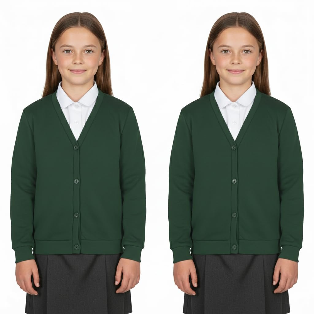 A2z 4 Kids Girls Green 2 Pack Club Scouts School Uniform - Uf Cardigan 5-6