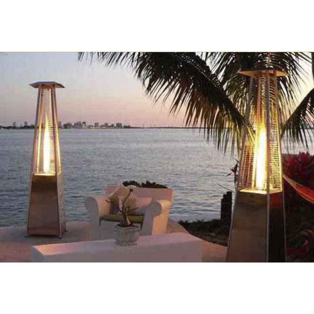 Estufa Exterior Para Terraza Con Diseño En Pirámide De 13kw Color Plata