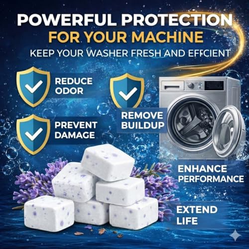 Image of Washing Machine Cleaner Tablets (17 Tablets) | Drum & Pipe Deep Cleaner | Lavender Scent | Removes Odour, Limescale & Residue | For Front Load & Top Load Fully Automatic Washing Machines