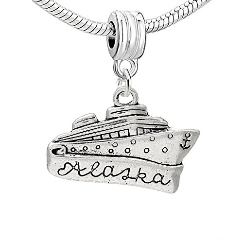 Charm Bead for European Bracelets – Carved Alaska Cruise Boat Design, Compatible With Most Snake Chain Bracelets, Made of Zinc Alloy