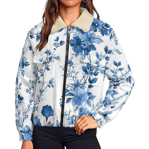 Chaqueta de forro polar para mujer cálida contra el frío con bolsillos y cremallera completa