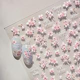 5D Cherry Blossoms Nail Art Stickers Decals - 1 Sheets Spring Flower Nail Decals Designs with Embossed Manicure Decals Accessories Flower Nail Stickers Adhesive Slider for Women DIY Nail Decorations
