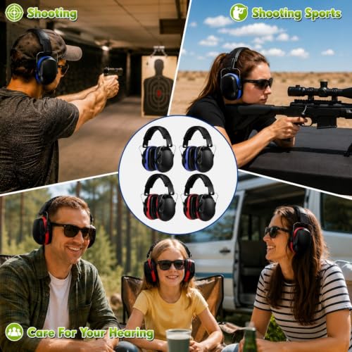 Image of Yunsailing 4 Pcs Nrr 28db Noise Reduction Ear Protection Hearing Protection Muffs Foldable Headphones for Shooting