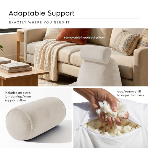 Image of Nestl Reading Pillow with Shredded Memory Foam Includes 2 Neck and Lumber Support Pillows, Designed for Sitting Up in Bed and Couch, Back and Arms Adjustable Support for Adult & Teens, Linen