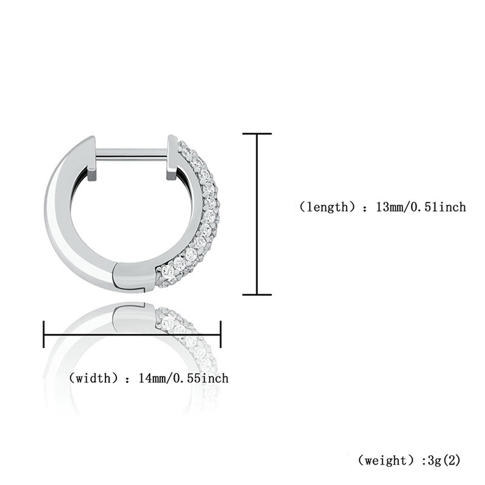 Orecchini a Cerchio in Argento Sterling con zirconi Rotondi Stile Hip Hop Design Bling Cerchio incernierato per Regali Unisex da Indossare Tutti i Giorni