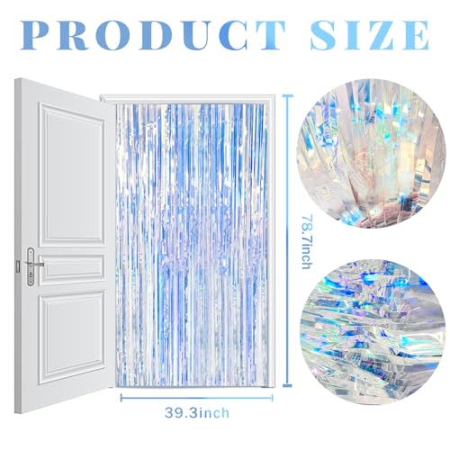 Image of 5 Pack Iridescent Backdrop Party Decorations Tinsel Curtain Party Backdrop Foil Fringe Birthday Decorations Photo Booth Streamer Backdrop Pink Theme Bachelorette Graduation Party Decorations