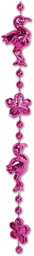 Miniatura 5 de Beistle 12 collares de plástico rosa de flamenco e hibisco para Luau Theme Hawaiian Tropical Party Favors, celebrando contigo desde 1900, 33 pulgadas