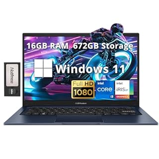 ASUS Vivobook Ordinateur portable FHD 14 po, Intel i3-1215U, 16 Go de RAM, 672 Go de stockage (SSD PCIe 512 Go + station d'accueil 160 Go), carte graphique Intel Iris Xe, caméra HD, WiFi 6E, Win 11