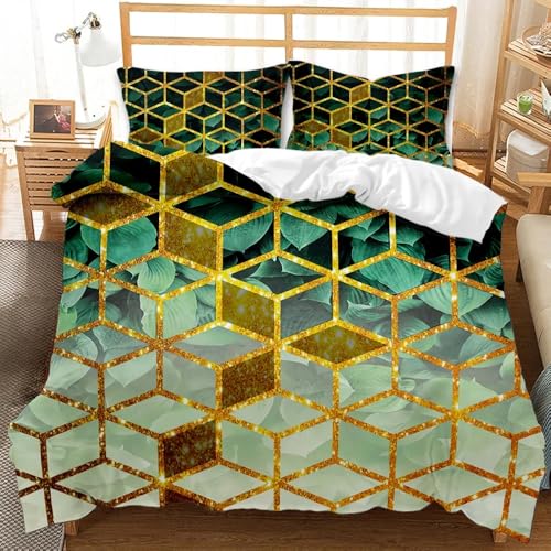 Housse de couette en microfibre douce marbre vert 260x240 au design moderne - 2