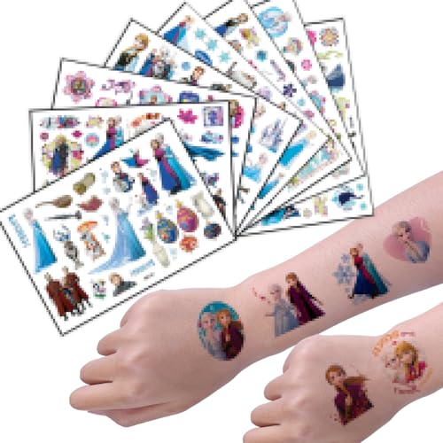 Tattoo Kinder, 8 Blätter Frozen Temporäre Tattoo Set für...