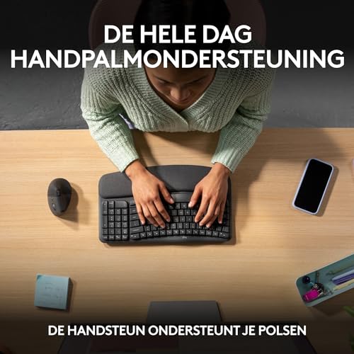 Logitech Wave Keys draadloos ergonomisch toetsenbord - Grafiet, US International QWERTY indeling - Afbeelding 5
