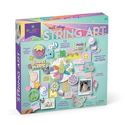 Craft-Tastic - Wall Collage String Art - DIY Custom Room Décor Craft Kit - Decorative Prints Paint-Safe Tape - for Tweens and Teens Ages 10 and Up