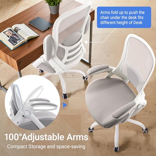 Image of HYLONE 400lbs Heavy Duty Office Chair, 5 inch Thickened Seat Ergonomic Desk Chair with Adjustable Armrests, Home Office Computer Chairs for Long Hours Mesh Executive Chair(Grey)