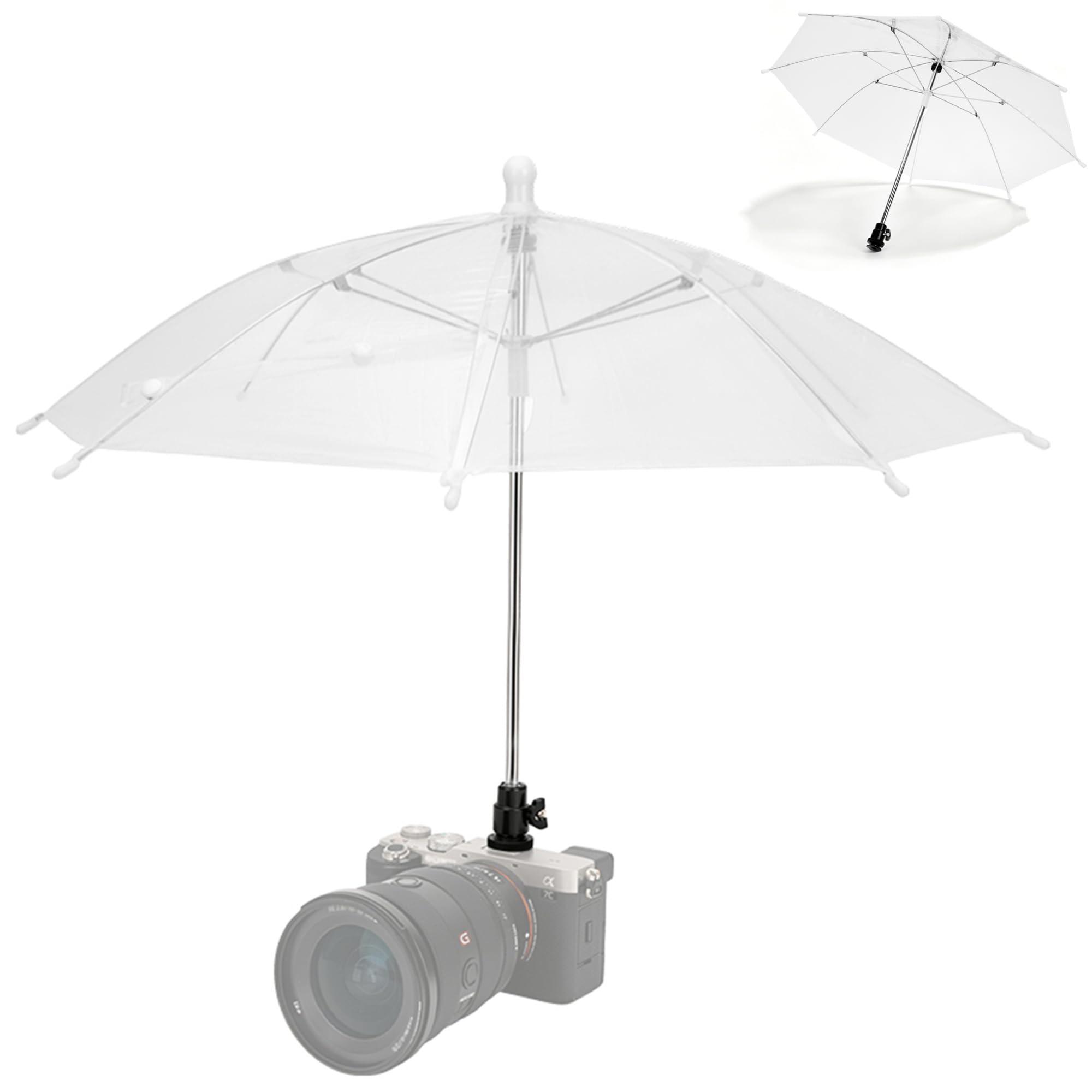 19.7" Camera Hot Shoe Umbrella Clear Camera Umbrella(NOT for Sunshade) | Transparent,Camera Umbrella Rain Cover for Nikon Canon Sony Fuji Mirrorless Cameras & Lenses Outdoor Shooting Photos Video-image-38