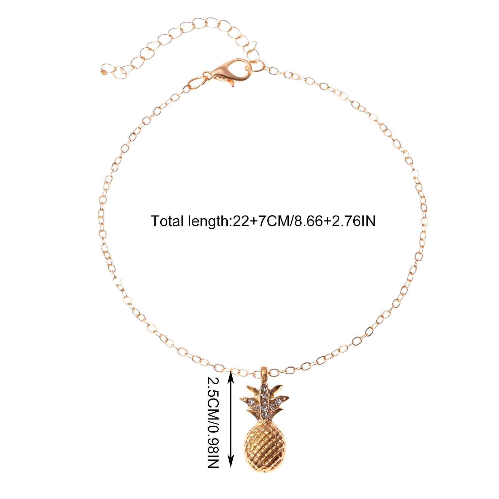 Tobilleras de plata esterlina Multicapa Cuentas de estrella de cinco puntas Conjunto de tobillo de piña Conjunto de joyería de personalidad Conjunto de tobillo de lujo ligero Banda para el cabello