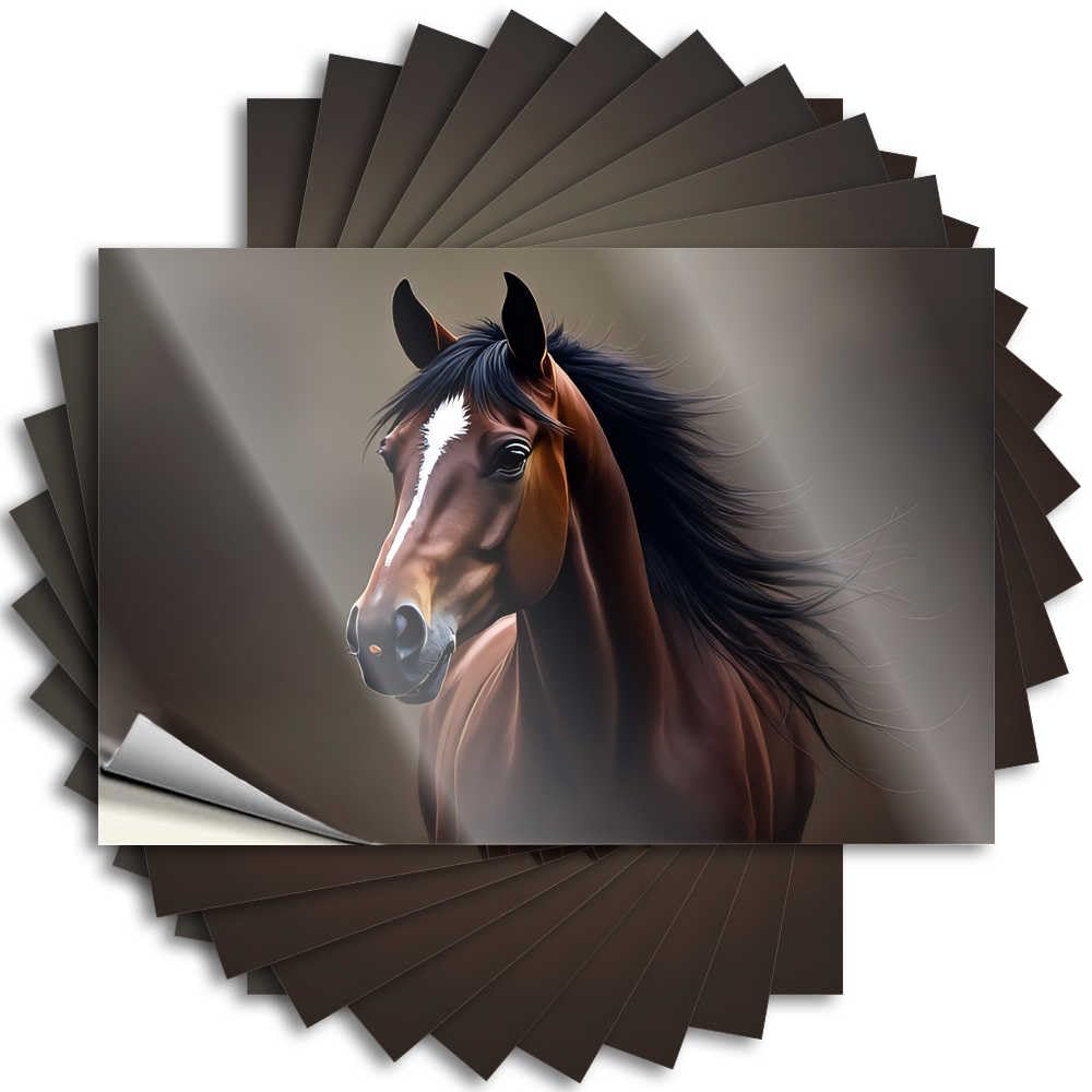 Abipuir - Brown horse mechanical stickers with white mane stickers, 10 posters for man cave car decals (6 x 9 cm)