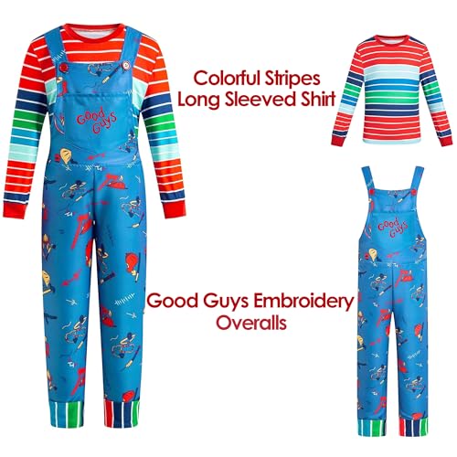 Homiego Chucky Costume For Kids Boys Girls Halloween Costume Chuckie Costume Chucky Overalls Good Guys Overalls Chucky Outfit Chucky Doll Shirt 4T 5T 6T 7T 8T 9T 10T Toddler thumb #5