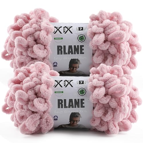 Image of Loop Yarn for Finger Knitting Soft - Chunky Yarn for Hand Knitting - 2 Pack of 180 G /6.4 Oz - #7 Jumbo - 18 Yards - Chenille Blanket Yarn for Crocheting Blankets Amigurumi (2, Pink)