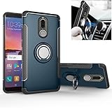 Mate 10 Lite/Nova 2i Case, Mingwei [with 360 ° Kickstand] Rotating Ring Case [Dual Shockproof] Protection Cover Compatible with [Magnetic Car Mount] for Huawei Mate 10 Lite (Navy, Mate 10 Lite)